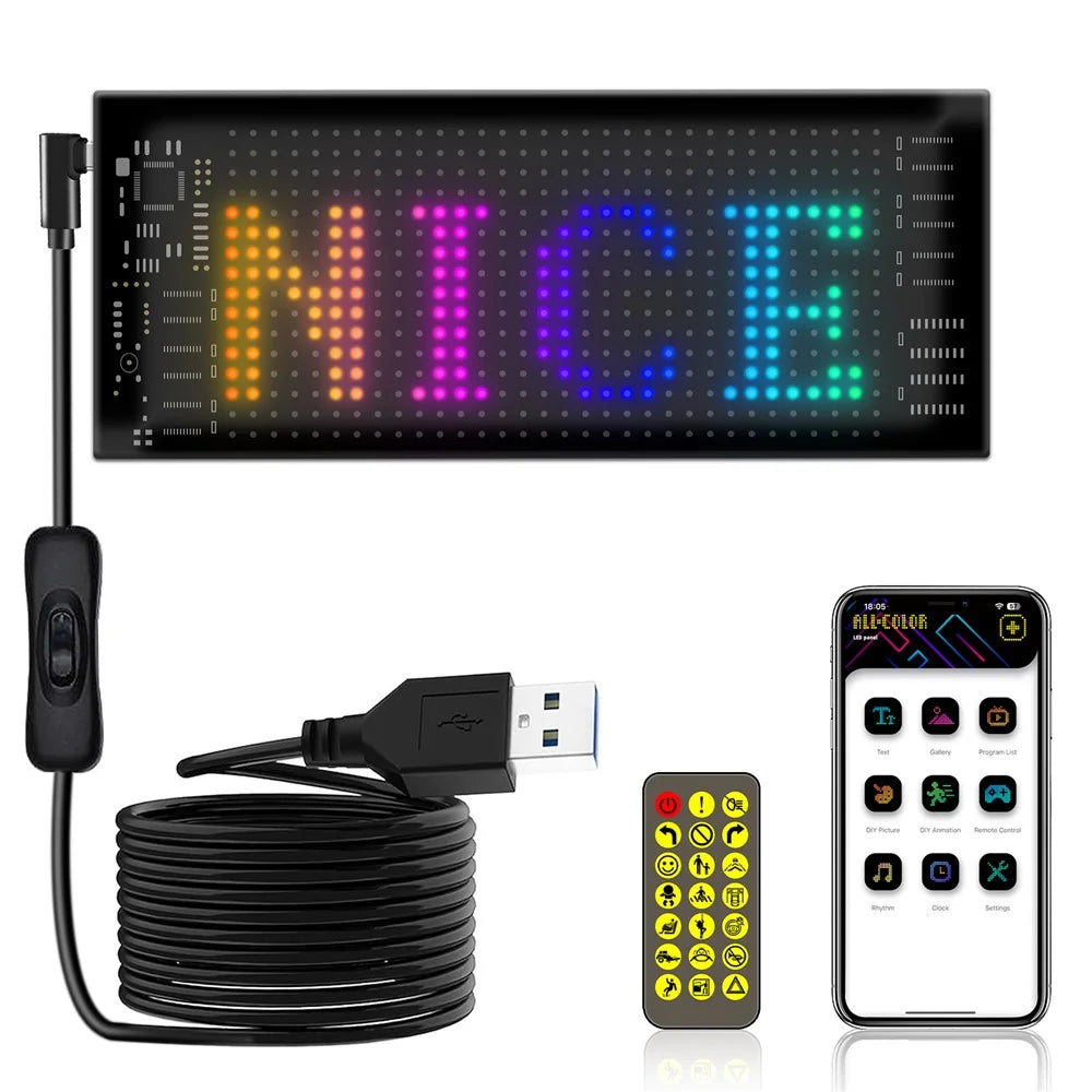 RP717 70x173mm Flexible LED Matrix Panel Waterproof Bluetooth-compatible APP Control Car Sign - 2
