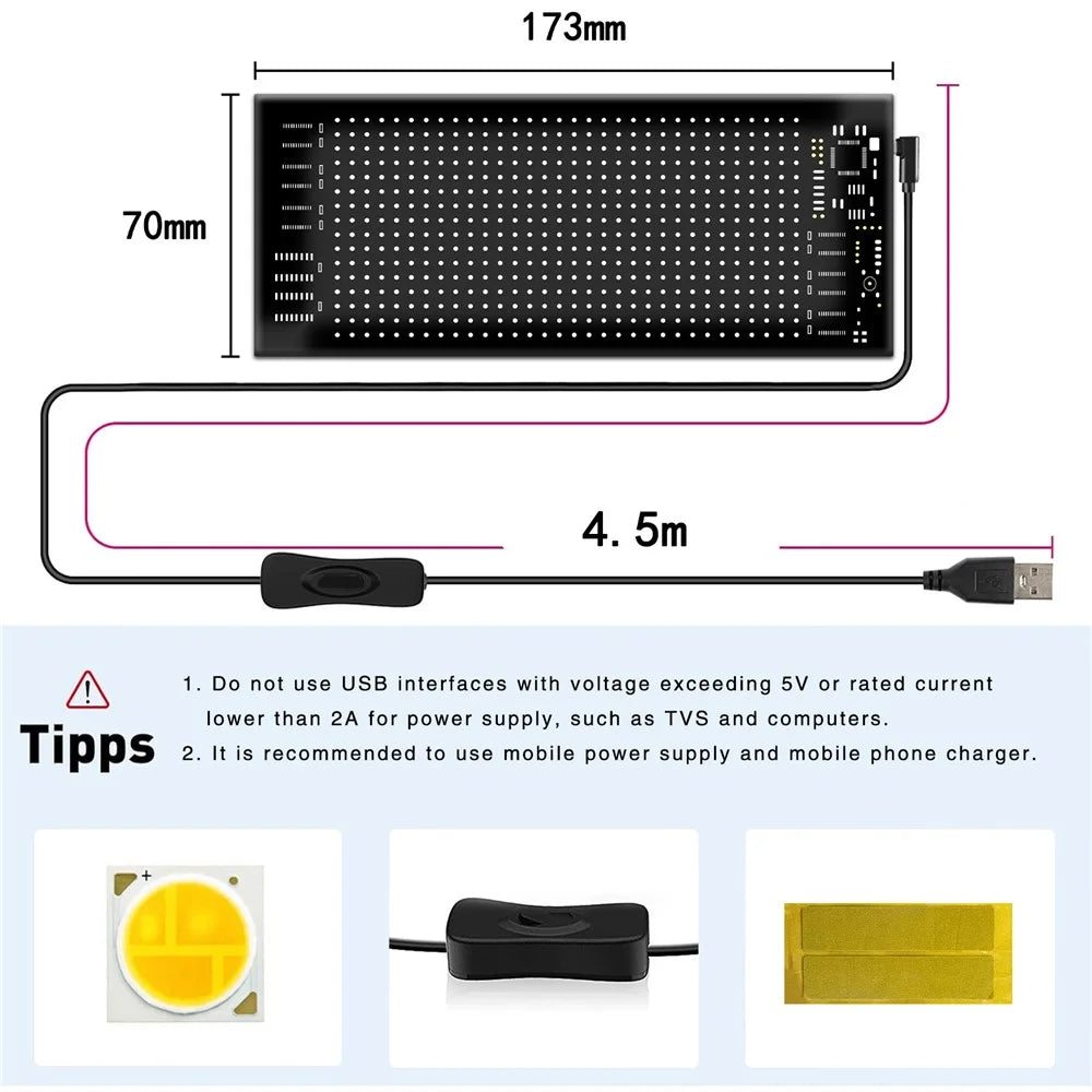 RP717 70x173mm Flexible LED Matrix Panel Waterproof Bluetooth-compatible APP Control Car Sign - 7