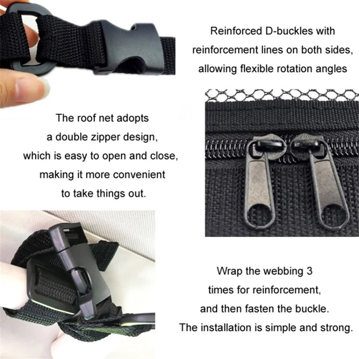 88x59x110cm Car Ceiling Cargo Net Triangle-Shaped Vehicle Ceiling Strong Load-Bearing Pocket - 5