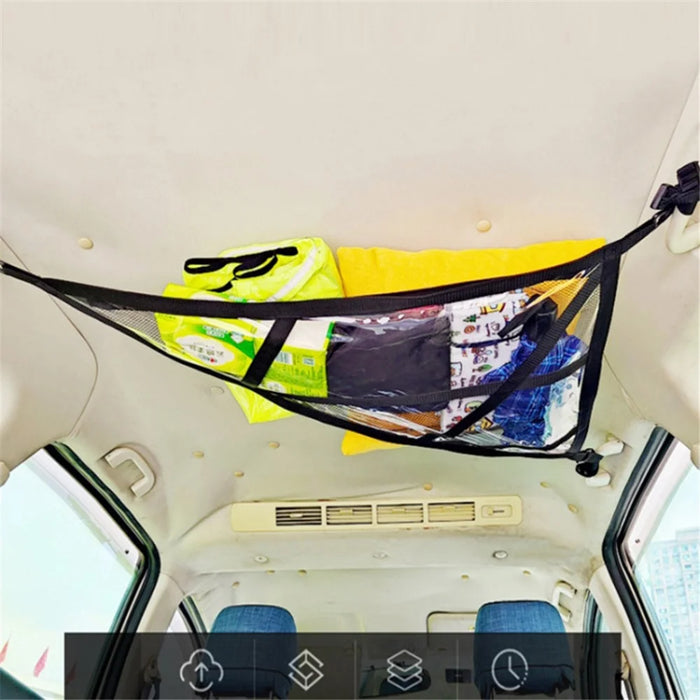 88x59x110cm Car Ceiling Cargo Net Triangle-Shaped Vehicle Ceiling Strong Load-Bearing Pocket - 6