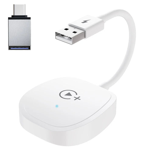 020-7+ Wireless Video / Car Play Adapter Car System Wired to Wireless Car Player Supports YouTube / Netflix / TikTok - White - 1