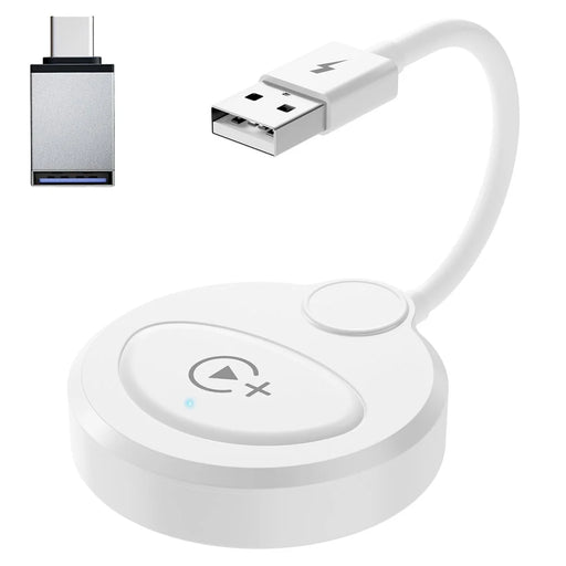 020-6+ Wireless CarPlay Adapter Convert Wired to Wireless Carplay Dongle Support YouTube / Netflix / TikTok - White - 1