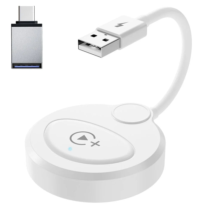 020-6+ Wireless CarPlay Adapter Convert Wired to Wireless Carplay Dongle Support YouTube / Netflix / TikTok - White - 1