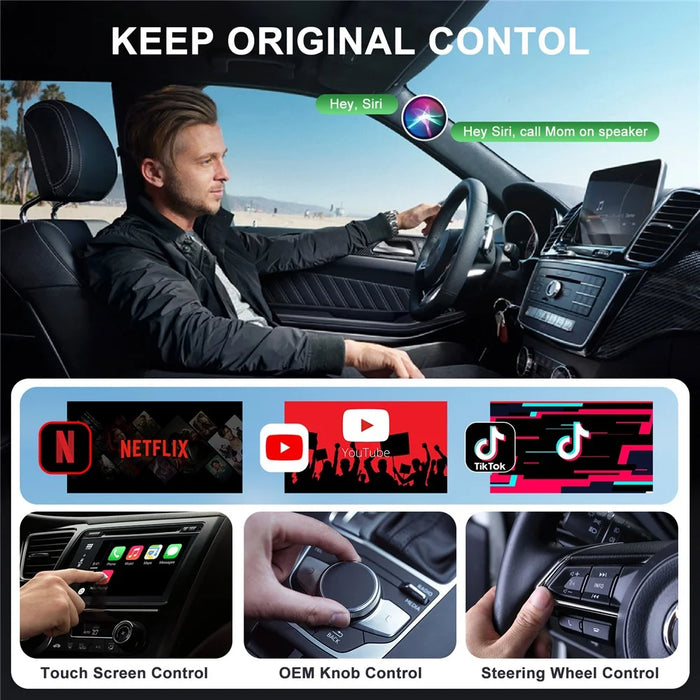 020-6+ Wireless CarPlay Adapter Convert Wired to Wireless Carplay Dongle Support YouTube / Netflix / TikTok - White - 4