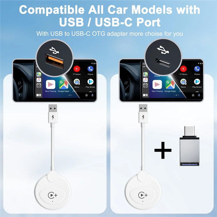 020-6+ Wireless CarPlay Adapter Convert Wired to Wireless Carplay Dongle Support YouTube / Netflix / TikTok - White - 7