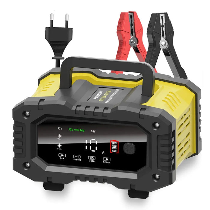 FOXSUR FPT-100 10A Portable Car Motorcycle Battery Charger 7-Stage Charging Vehicle Charger - EU Plug - 1