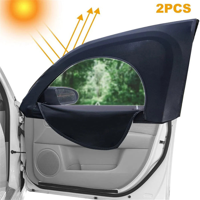 2Pcs Car Side Window Sunshades Stretchable Mesh Curtains Blocking Mosquito (Driver Side+Passenger Side) - 1