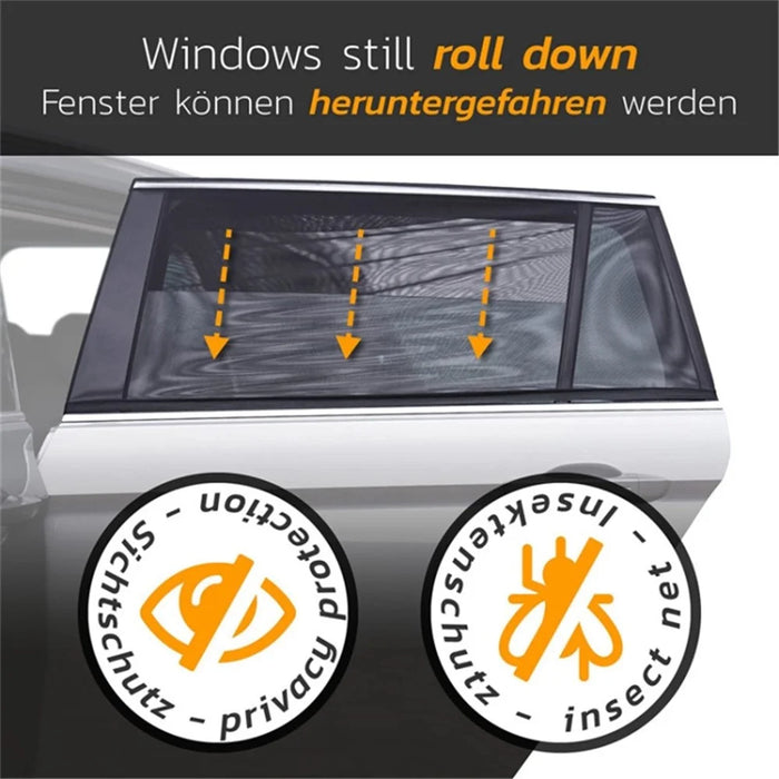 2Pcs Car Side Window Sunshades Stretchable Mesh Curtains Blocking Mosquito (Driver Side+Passenger Side) - 3