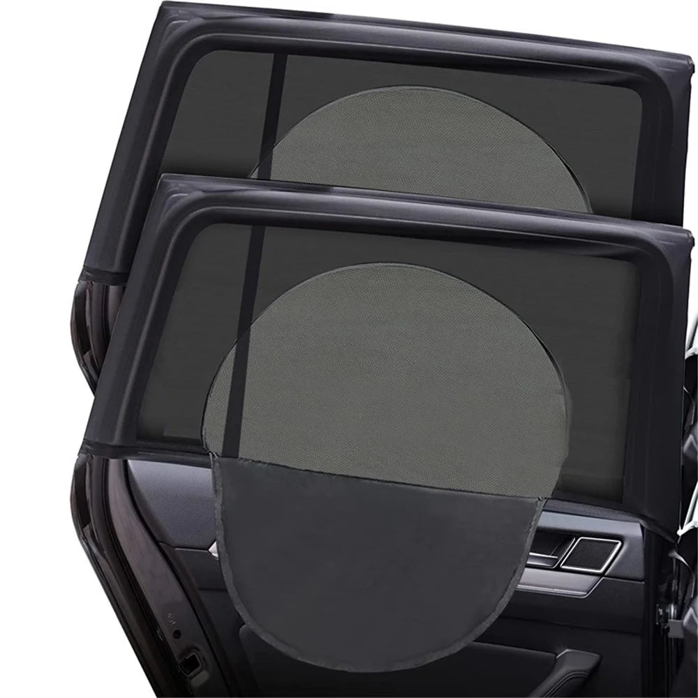 Left+Right Car Rear Window Mesh Curtain Anti-mosquito Sun Shade Window Curtain with Zipper Opening - 1