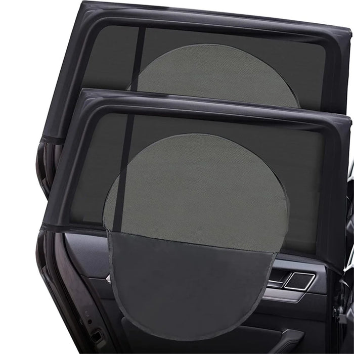 Left+Right Car Rear Window Mesh Curtain Anti-mosquito Sun Shade Window Curtain with Zipper Opening - 1