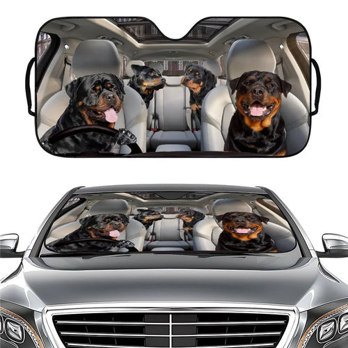 70x138cm Car Windshield Sunshade Patterns Print UV Protection Front Window Sun Shade - Black Dog - 1