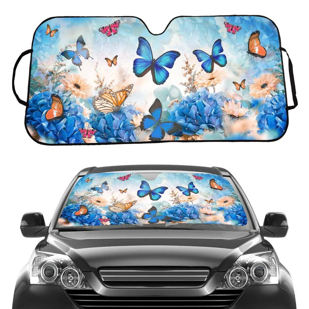 70x145cm Car Front Windshield Sunshade Cover UV Protection Heat Insulation Sun Shade - Colorful Butterfly - 1