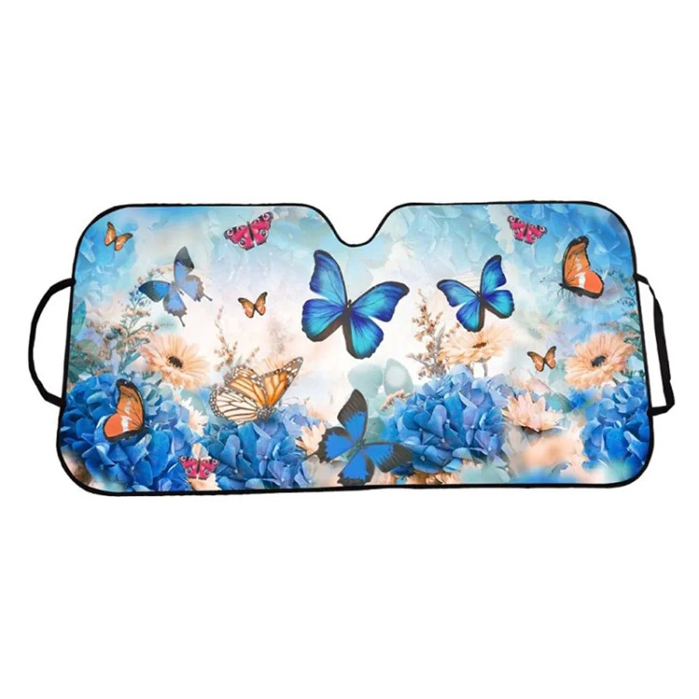 70x145cm Car Front Windshield Sunshade Cover UV Protection Heat Insulation Sun Shade - Colorful Butterfly - 2