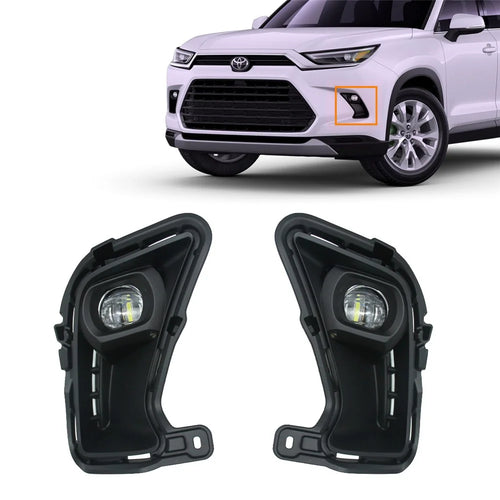 For Toyota Highlander 2024 1 Pair Car White LED Fog Lights Waterproof Working Lamp Bezel Assembly Kit - 1