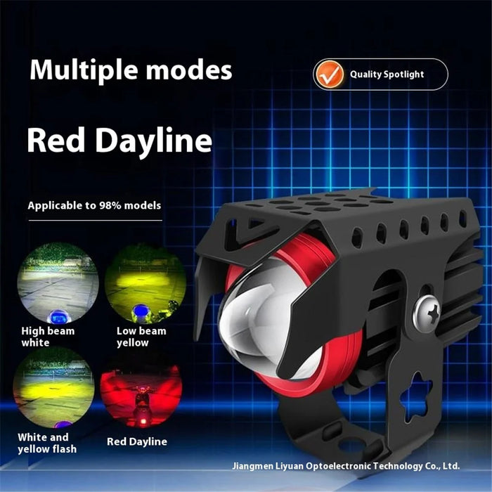 4 Modes Motorcycle LED Spotlight Motorbike Auxiliary Fog Light 3 Color External Work Light - 2