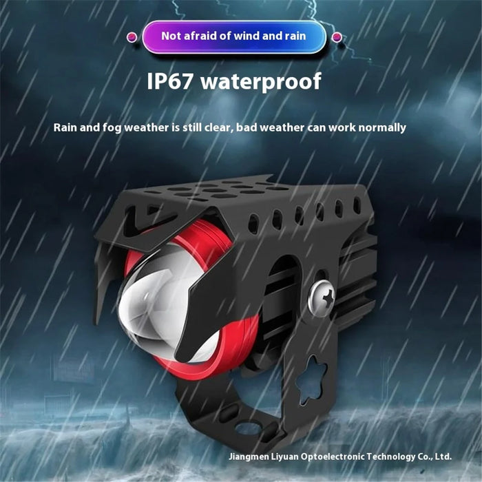 4 Modes Motorcycle LED Spotlight Motorbike Auxiliary Fog Light 3 Color External Work Light - 3