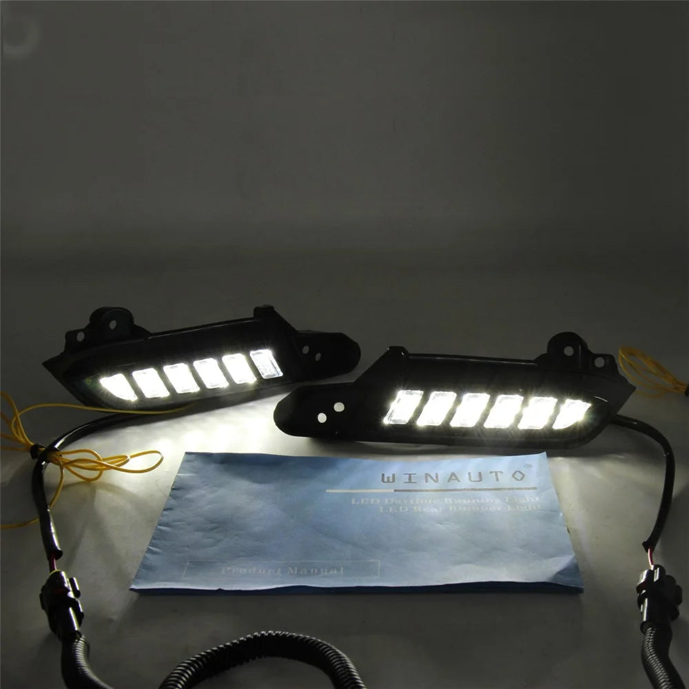 For Toyota Tacoma 2016-2020 1 Pair Car Daytime Running Light White+Yellow LED Turn Signal Lamp - 2