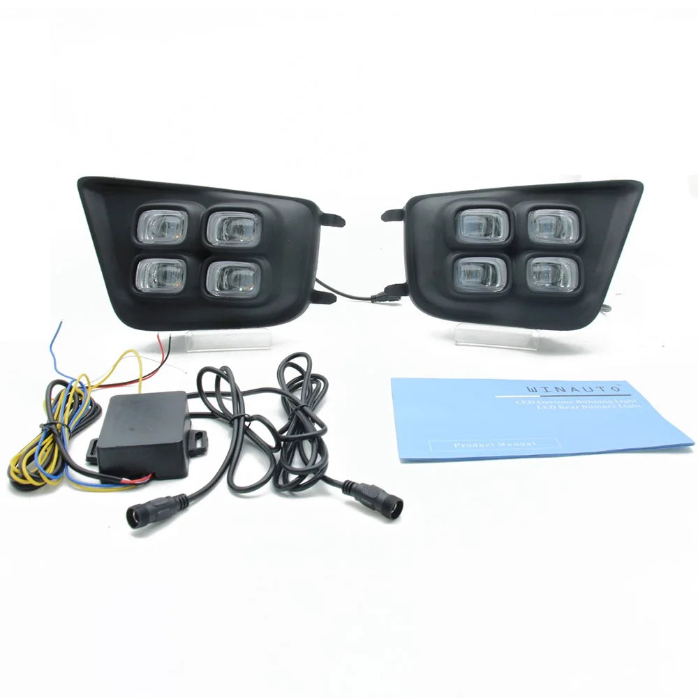 For Toyota Tacoma 2012-2015 1 Pair Car DRL Fog Light Waterproof White+Yellow LED Turn Signal Lamp - 1