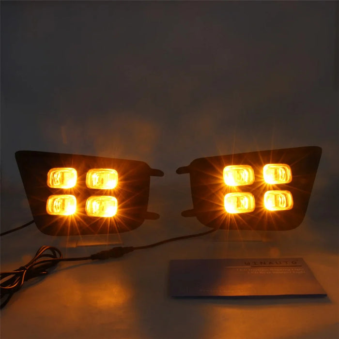 For Toyota Tacoma 2012-2015 1 Pair Car DRL Fog Light Waterproof White+Yellow LED Turn Signal Lamp - 4