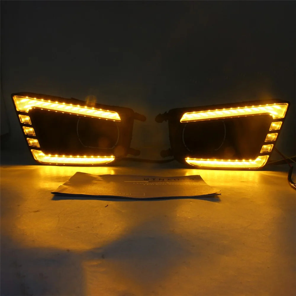 For Toyota Tacoma 2012-2015 1 Pair Car DRL Light Bright White+Yellow LED Turn Signal Fog Lamp - 2