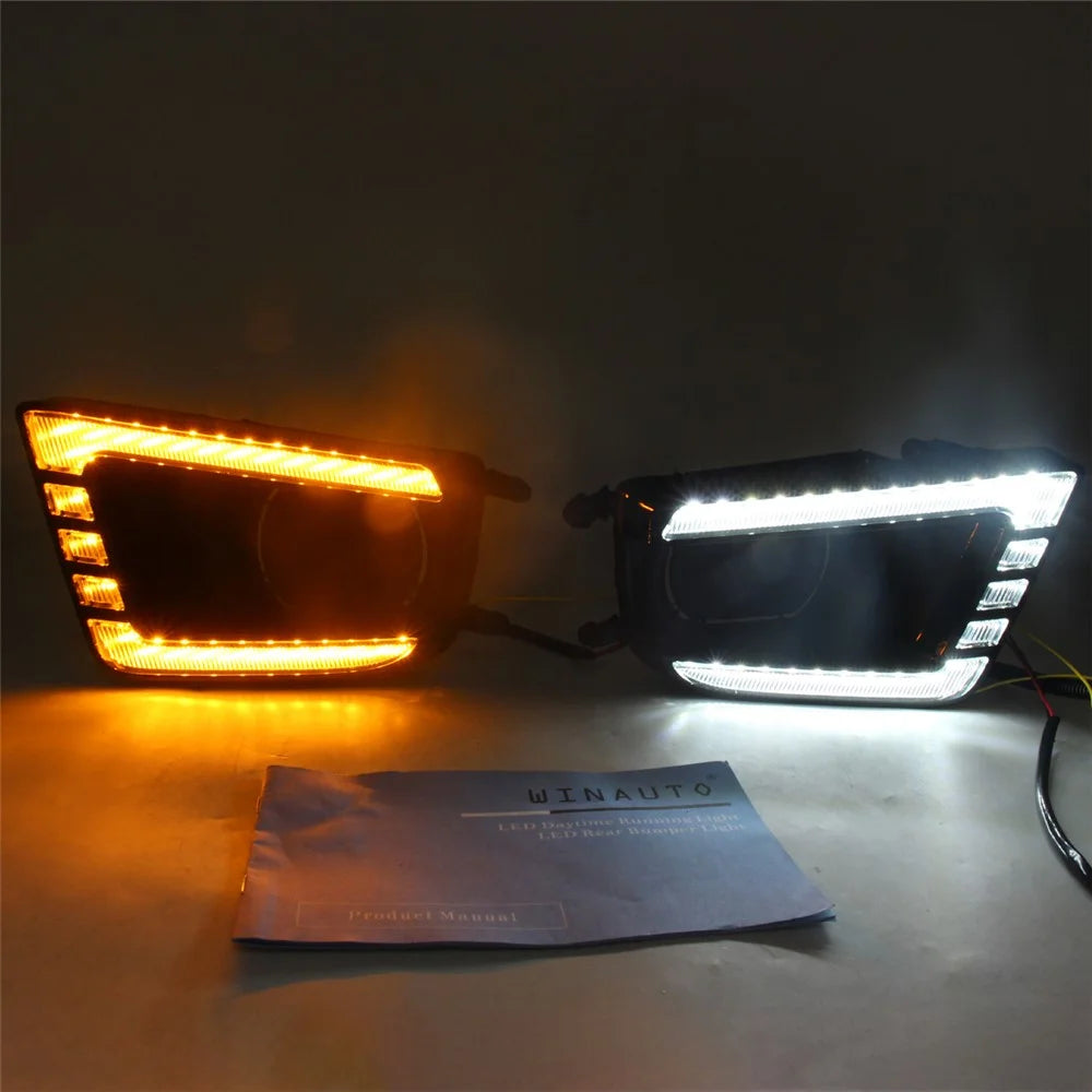 For Toyota Tacoma 2012-2015 1 Pair Car DRL Light Bright White+Yellow LED Turn Signal Fog Lamp - 4