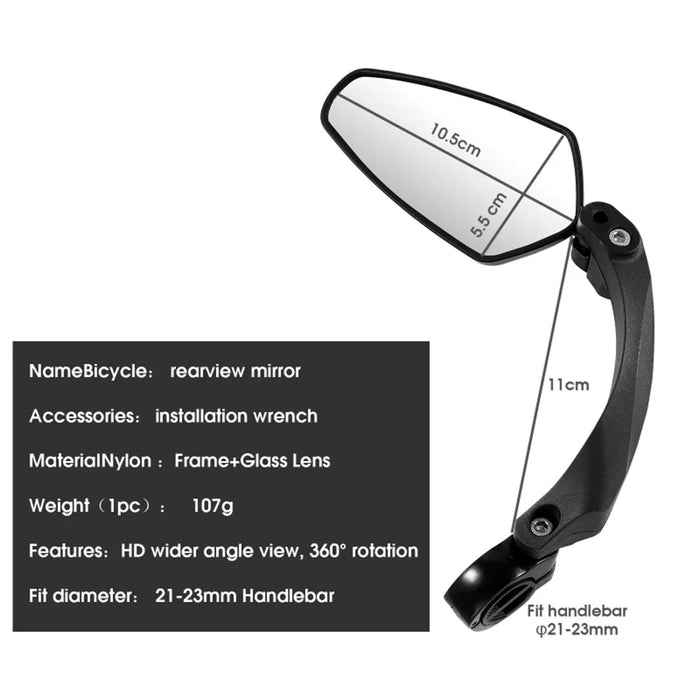 WEST BIKING 1Pc YP0720033 Electric Bike Rearview Mirror HD Adjustable Angle for Bicycle Handlebar - Right - 3