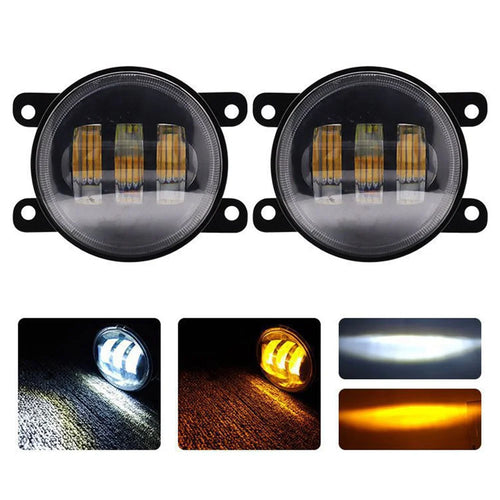 2Pcs for Wrangler / CJ-5 / CJ-7 / CJ-8 SUV LED Fog Light White+Yellow Two Color Headlight Modified Front Fog Lamp - 1