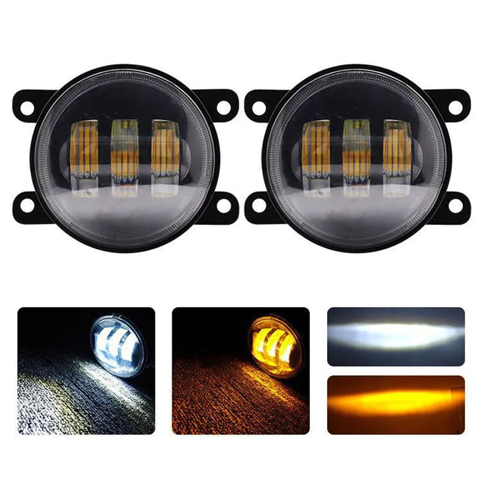 2Pcs for Wrangler / CJ-5 / CJ-7 / CJ-8 SUV LED Fog Light White+Yellow Two Color Headlight Modified Front Fog Lamp - 1