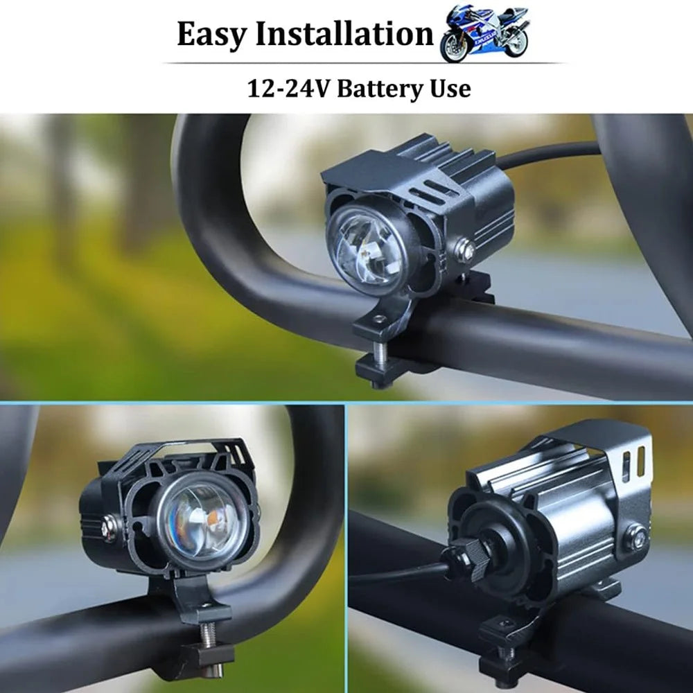 12-85V Motorcycle Electric Bike Yellow+White LED Light Waterproof Super Bright Spotlight - 5