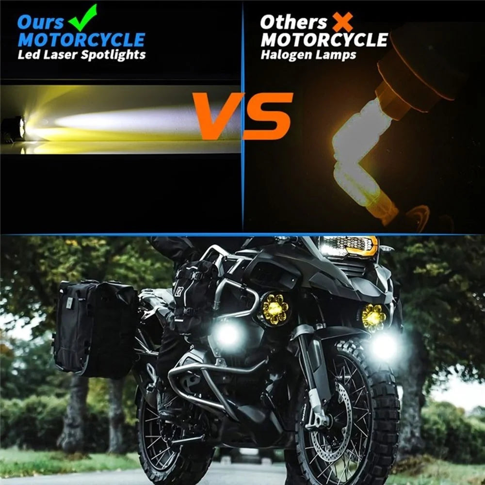 JP-V68 Motorcycle Truck Off-Road Vehicle LED Spotlight Yellow+White Strobe Red+Blue Warning Headlight - 6