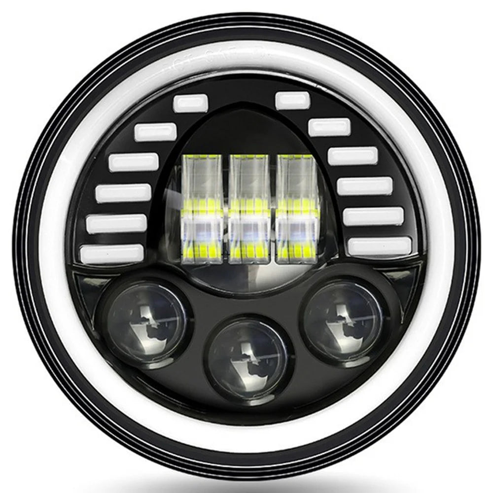 7-inch Car SUV Off-Road Motorcycle High Low Beam Light Halo Angel Eyes LED Round DRL Turn Signal Light - 1