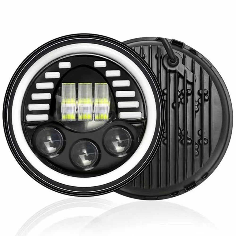 7-inch Car SUV Off-Road Motorcycle High Low Beam Light Halo Angel Eyes LED Round DRL Turn Signal Light - 2