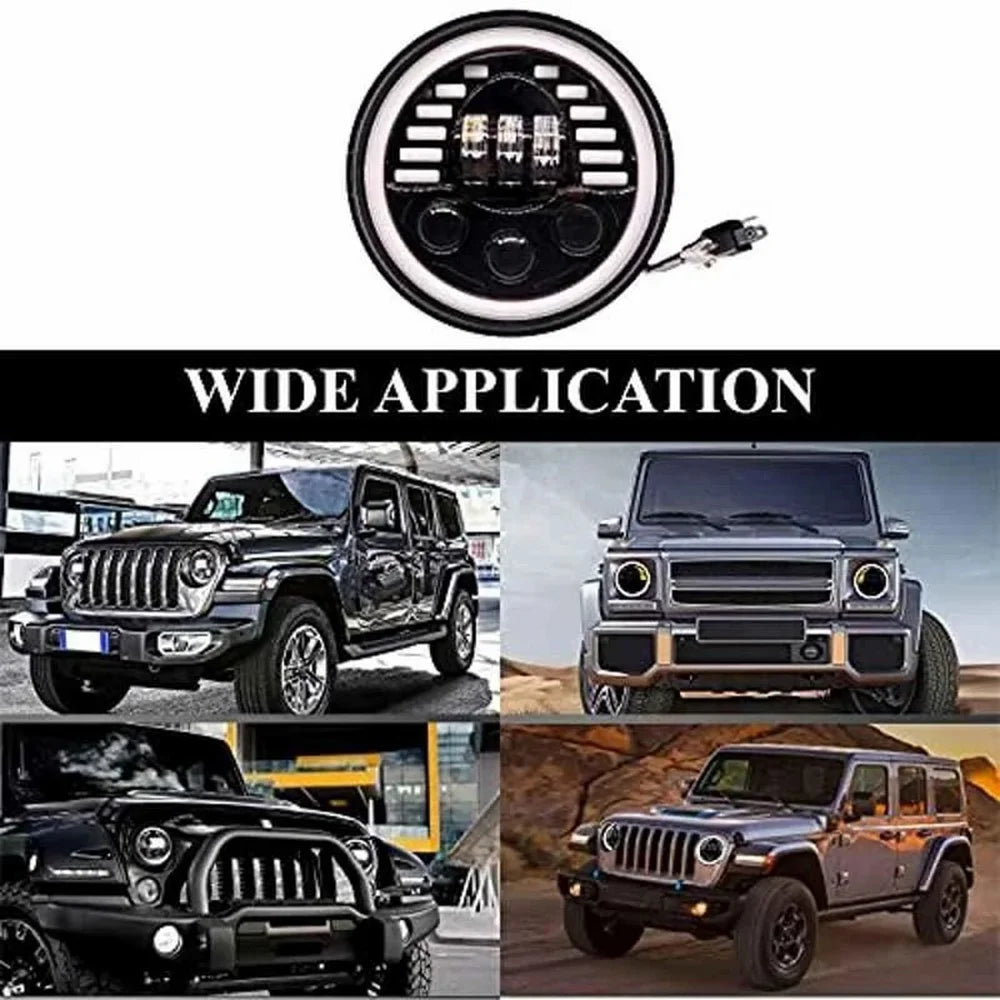 7-inch Car SUV Off-Road Motorcycle High Low Beam Light Halo Angel Eyes LED Round DRL Turn Signal Light - 3