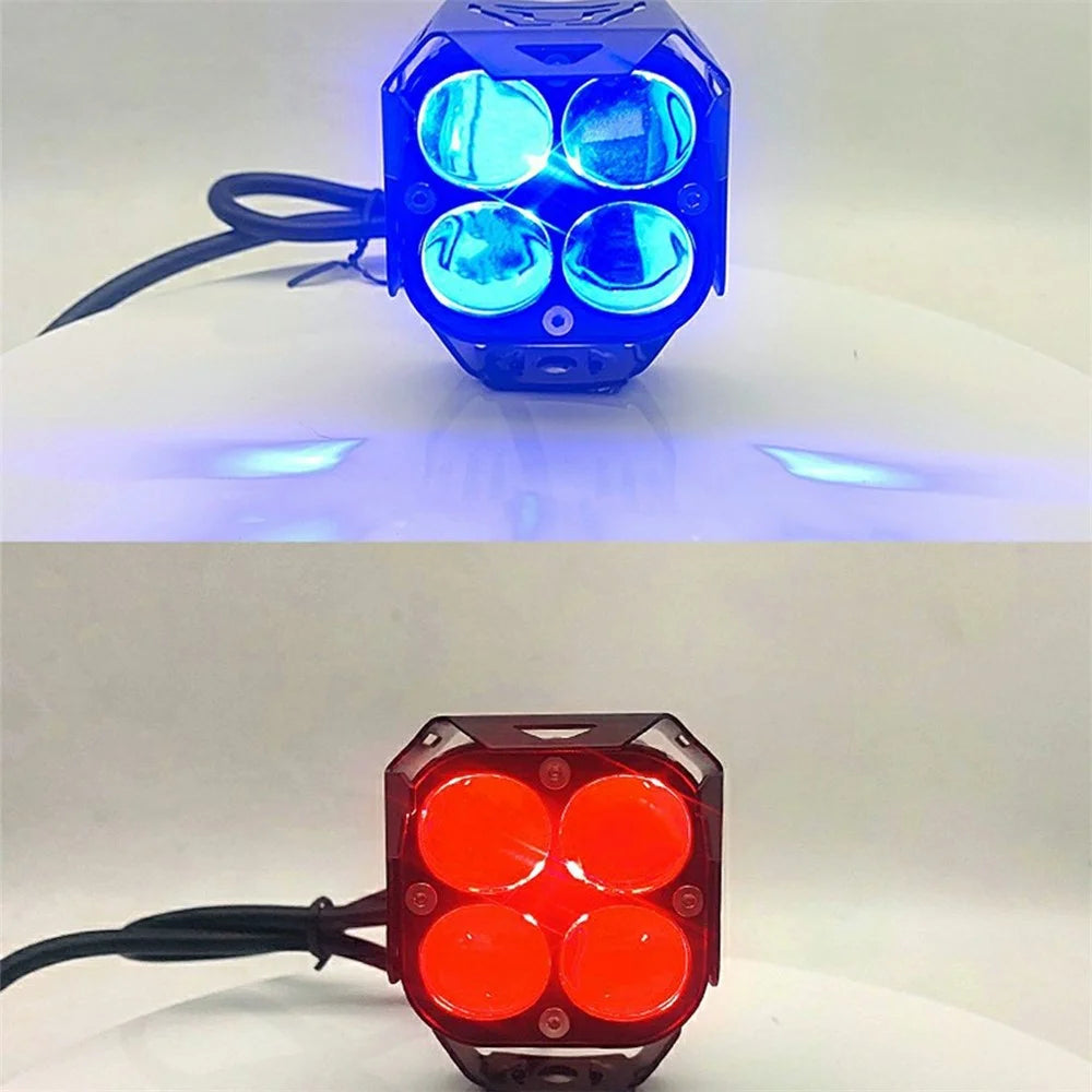 W06 30W High Brightness LED Car Driving Light SUV Off-Road Vehicle Spotlight - White+Yellow+Blue - 6