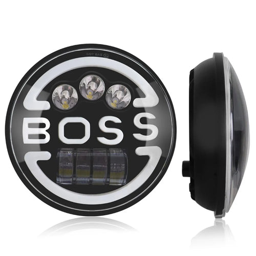 7-inch for Wrangler Harley Motorcycle Boss Headlight High Low Beam Circle Angel Eye LED Headlight - 1