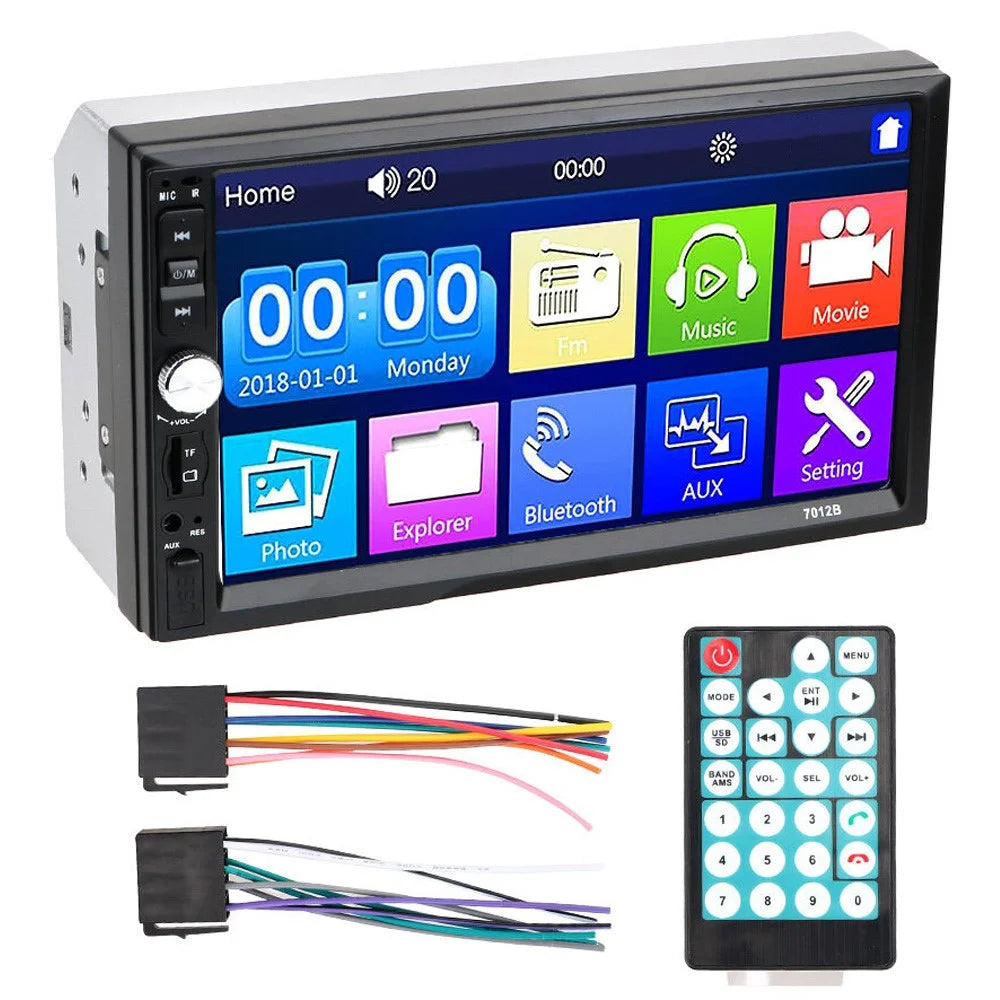 7012B 7 inch Touch Screen Bluetooth-compatible HD Multimedia Player 2 Din Car FM Radio Reversing Display Music Video Player - 1