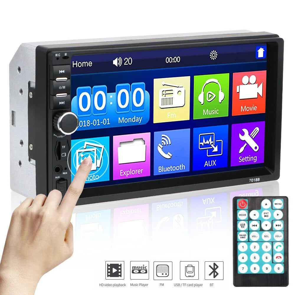 7012B 7 inch Touch Screen Bluetooth-compatible HD Multimedia Player 2 Din Car FM Radio Reversing Display Music Video Player - 2