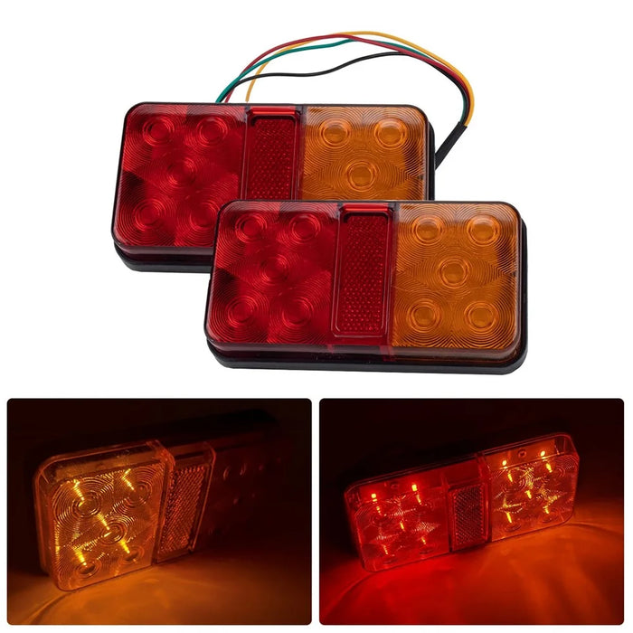 A4136 10-LED Tail Light Kit for 12V Truck, Trailer, Vehicles Waterproof Turn Signal Light Set with Reflective Plates / Side-Lights / License Plate Light - Type G Set - 1