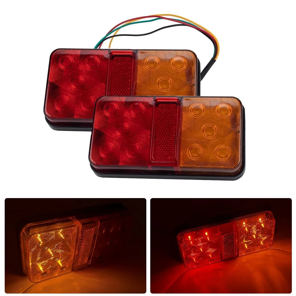 A4138 10-LED Trailer Tail Light Kit for 12V Truck Vehicles Water Resistant Turn Signal Light with Cable Ties - Type H Set - 1