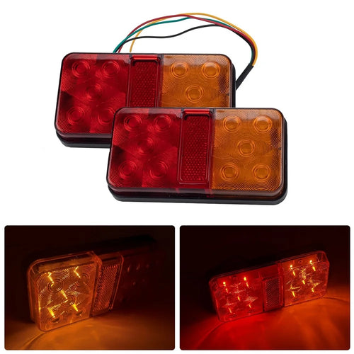 A4135 10-LED Tail Light Kit for 12V Truck, Trailer, Vehicles Water Resistant Turn Signal Light Set with 8m 5-Core Cable / Side-Light / License Plate Light - Type F Set - 1