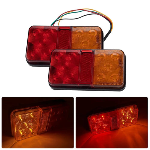 A4133 Water Resistant 10-LED Tail Light Kit for 12V Truck, Trailer Vehicles Turn Signal Light with 8m 5-Core Cable / Cable Ties / License Plate Light - Type D Set - 1