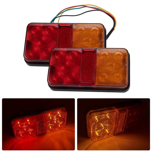 A4086 10-LED Trailer Tail Light Kit for 12V Truck Vehicles Waterproof Turn Signal Warning Light with 8m 5-Core Cable - Type A Set - 1