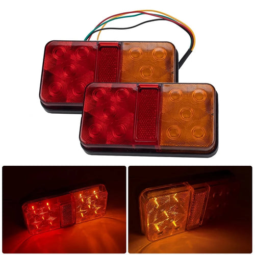 A4132 10-LED Tail Light Kit for 12V Truck, Trailer Vehicles Waterproof Turn Signal Light with 8m 5-Core Cable / Cable Ties - Type C Set - 1