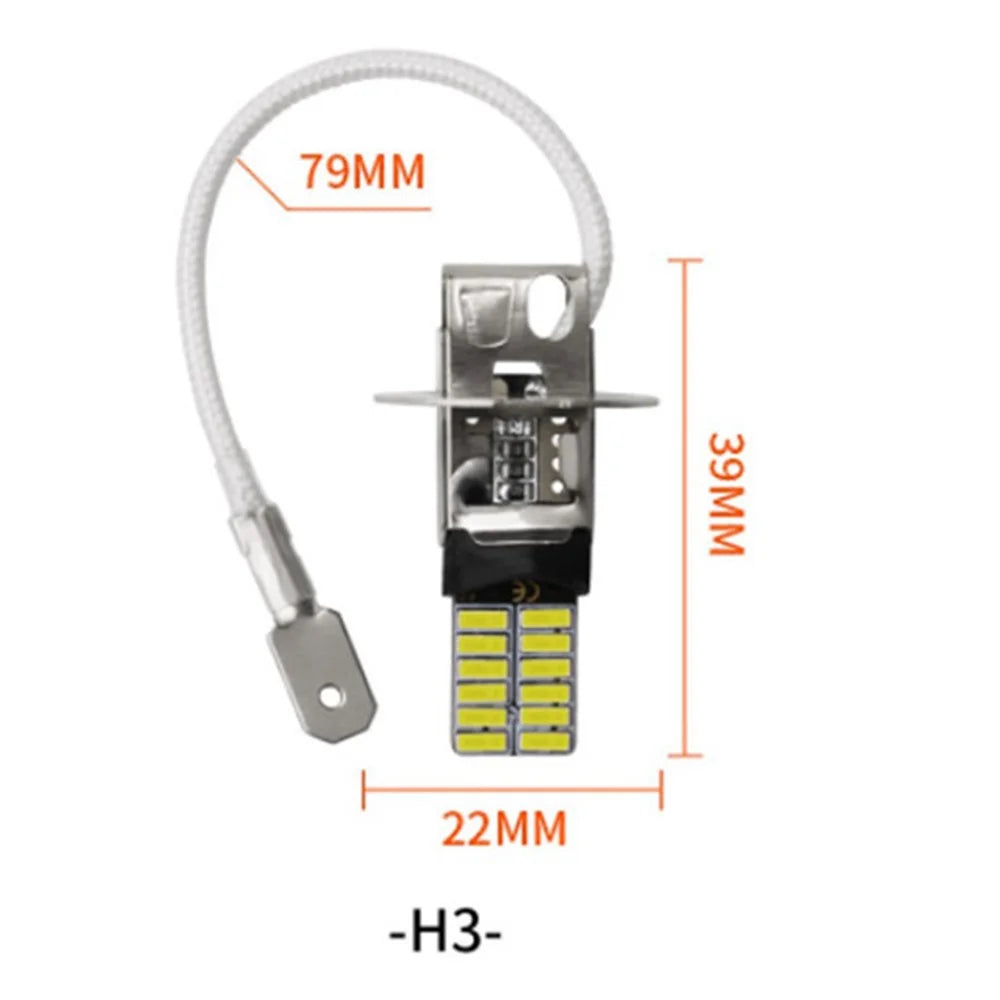 2PCS Car Fog Light 4.8W 6500K White Light 24-LED SMD 4014 Bright Car Clearance Light Lamp - H3 / White - 5