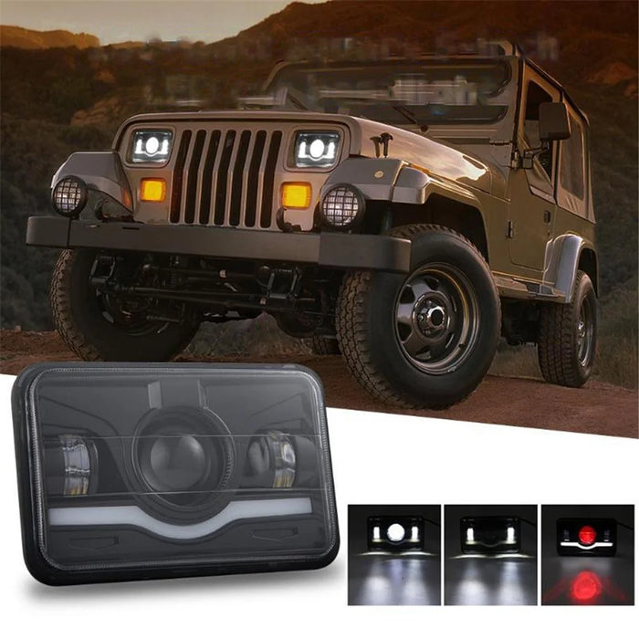 5-Inch 4700LM Car Truck Square LED Headlight Work Light Spotlight with Adapter Cable - 2