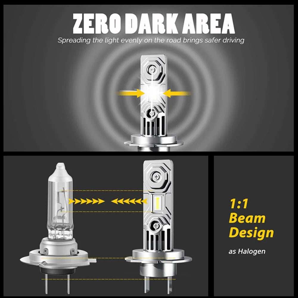 HAIZG 2Pcs H7 Car LED Head Lamp Bulbs 10000LM 50W Aviation Grade Aluminum LED Headlight - 6