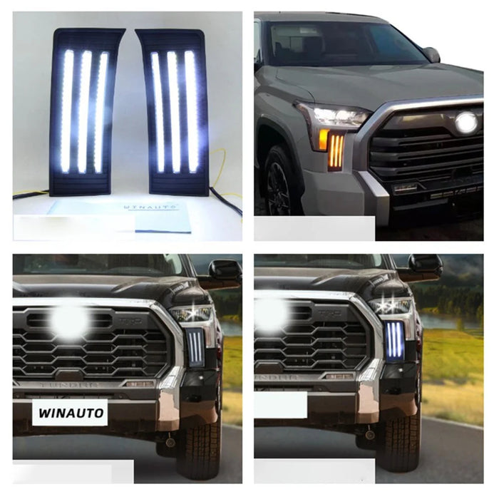 1 Pair for Toyota Tundra 2022-2023 Anti-fog LED Daytime Running Lights Turn Signal Lamps - 4