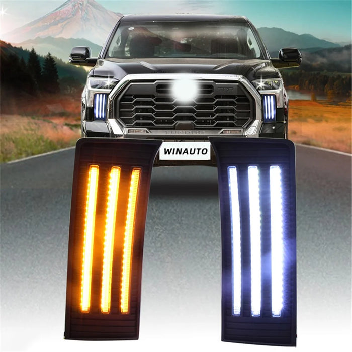 1 Pair for Toyota Tundra 2022-2023 Anti-fog LED Daytime Running Lights Turn Signal Lamps - 5