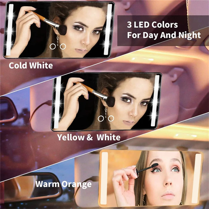 USB Powered Car Sun Visor LED Vanity Mirror Touch Control Makeup Mirror Gift for Truck SUV - White - 6