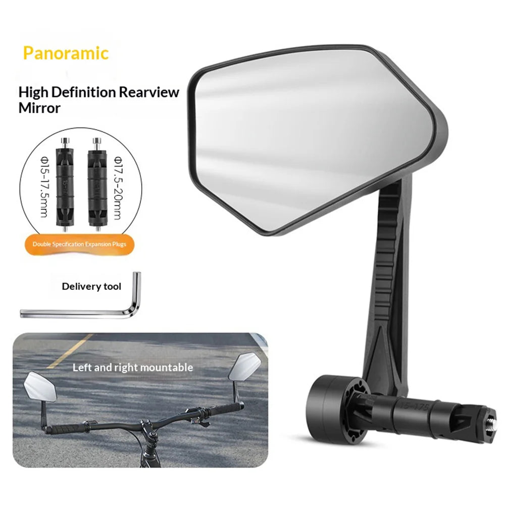 WEST BIKING YP0720054 1Pc Bicycle Rearview Mirror 360 Degree Adjustable Wide Angle Mirror for 15-20mm Bike Handlebar - Black - 2